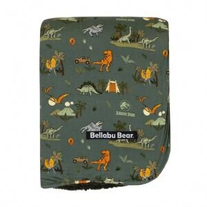 NEW BELLABU BEAR kid's jurassic park safari bamboo blanket in green